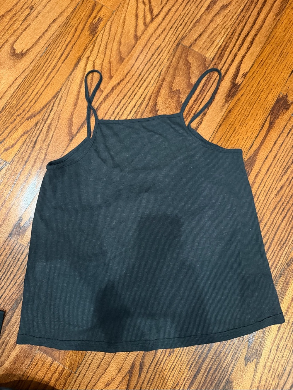 Free People Black Ribbed Spaghetti-Strap Tank